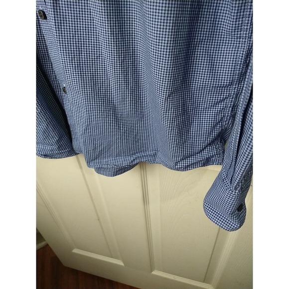 Report Collection Blue Gingham Collared Long Sleeve Button Shirt. L - Picture 8 of 9
